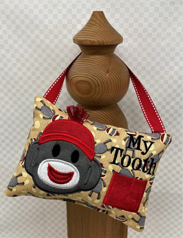 Sock Monkey Tooth Fairy Pillow by Tooth Fairy Tess - Personalized