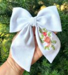 Oversized Floral Hair Bow Canada – Hand Embroidered Statement Bow