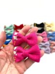 Hand Embroidered Floral Bow Pair – Matching Hair Clips Canada (5 cm)