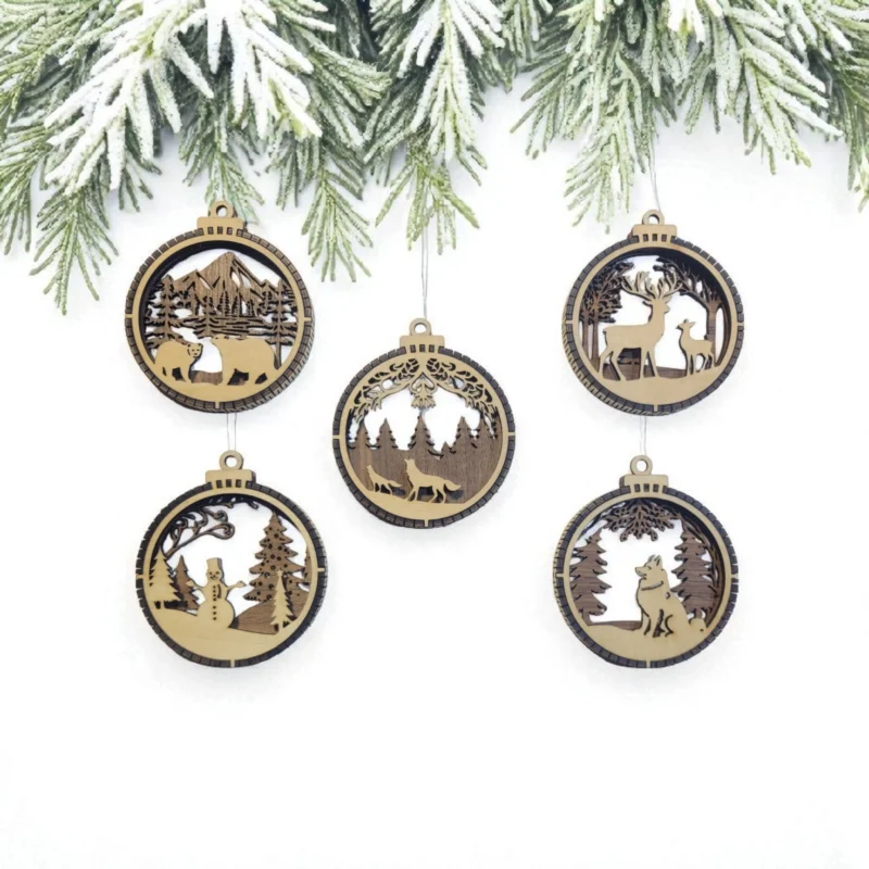 3D wooden Christmas tree ornaments