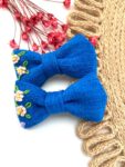 Hand Embroidered Floral Bow Pair – Matching Hair Clips Canada (5 cm)