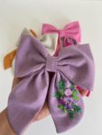 Oversized Floral Hair Bow Canada – Hand Embroidered Statement Bow