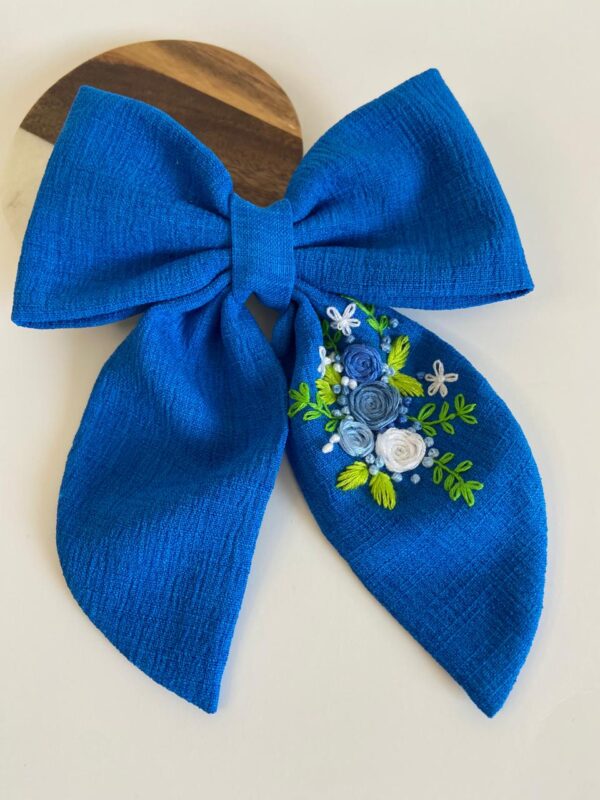 Oversized Floral Hair Bow Canada – Hand Embroidered Statement Bow