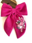 Oversized Floral Hair Bow Canada – Hand Embroidered Statement Bow