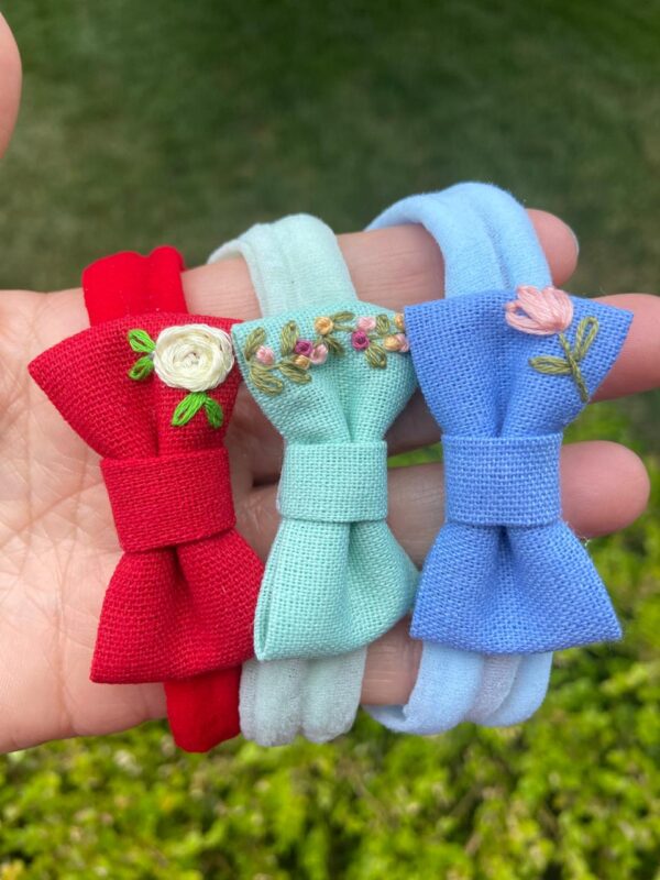 Hand Embroidered Baby Headbands – Newborn Floral Headband Set (6 Colors) | Made in Canada
