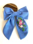 Oversized Floral Hair Bow Canada – Hand Embroidered Statement Bow