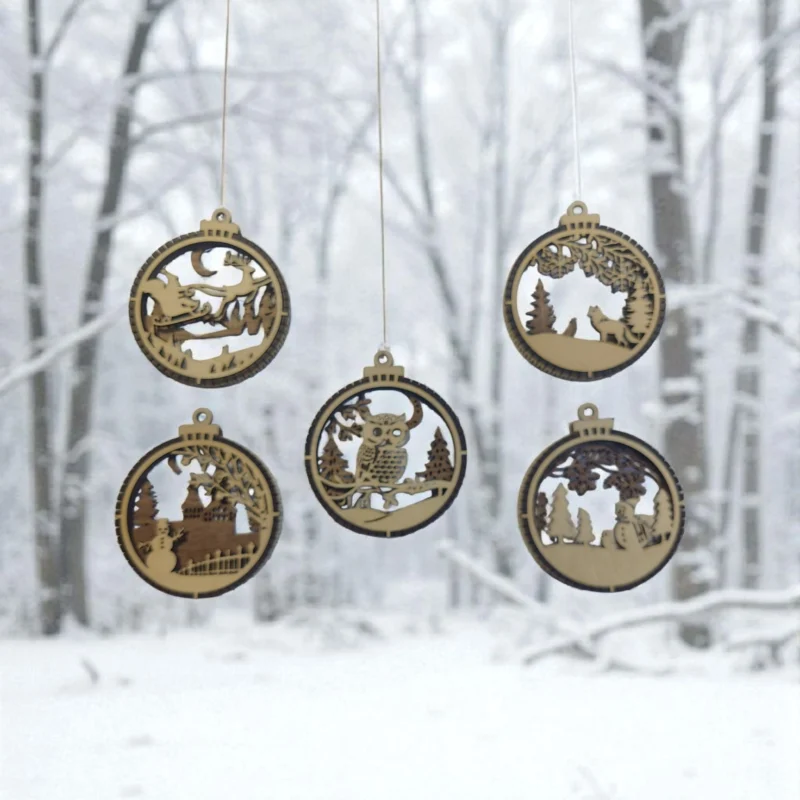 3d Wooden Christmas tree ornaments