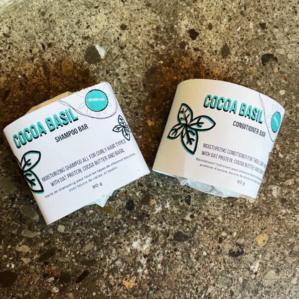 Cocoa Basil Shampoo+Conditioner Bar Set for Curly Hair