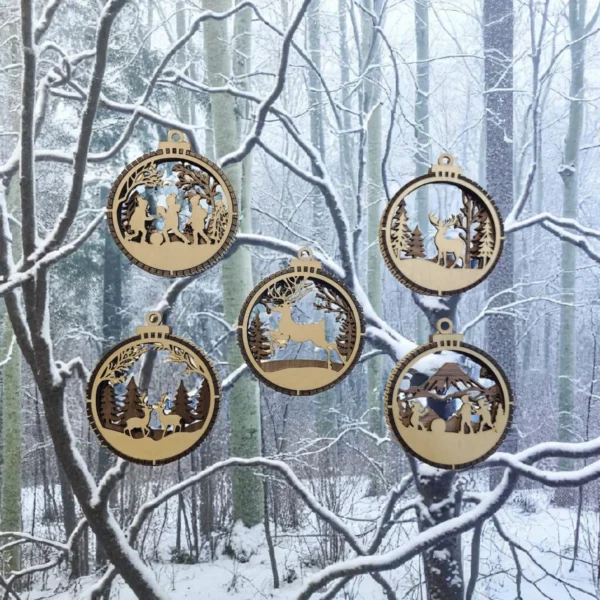 3D wooden Christmas tree ornaments