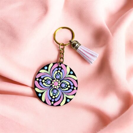 Hand painted keychain, Mandala dot art