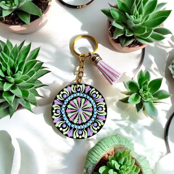 Hand painted keychain, Mandala dot art