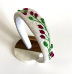 Hand Embroidered Linen Headband – Floral Handmade Hair Accessory – Autumn Fall Style – Free Shipping Canada