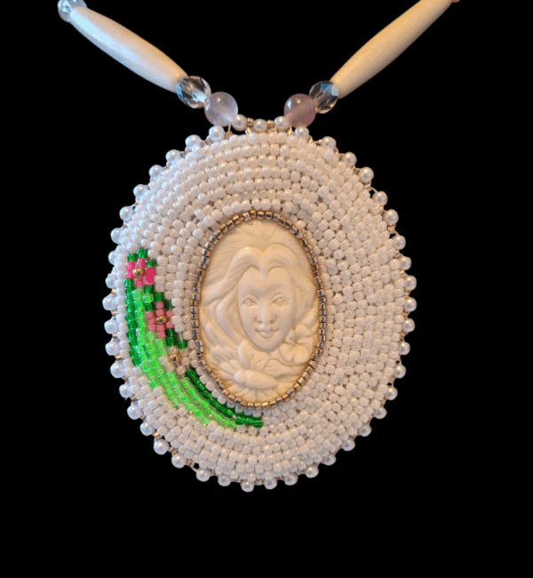 Handcrafted Gaia Medallion: Indigenous Beaded Pendant for Earth Day Celebration