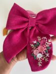 Oversized Floral Hair Bow Canada – Hand Embroidered Statement Bow