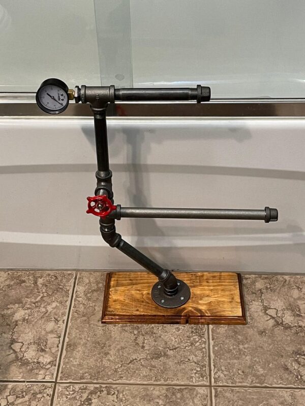 Steampunk Toilet Paper Stand: Industrial Pipe, Freestanding 3-Roll Holder