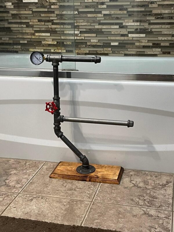 Steampunk Toilet Paper Stand: Industrial Pipe, Freestanding 3-Roll Holder