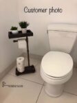 Industrial Toilet Paper Holder Stand: Rustic Bathroom Organizer with Storage Tray