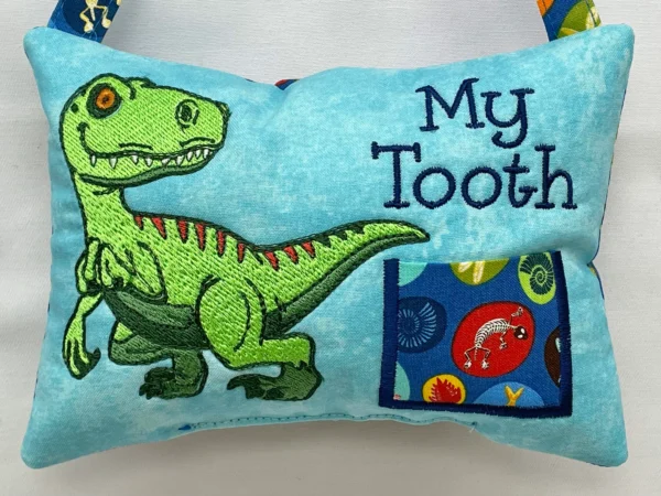 T-Rex Tooth Fairy Pillow by Tooth Fairy Tess- Personalized