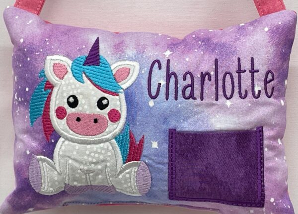 Unicorn Tooth Fairy Pillow by Tooth Fairy Tess - Personalized