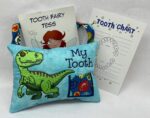 T-Rex Tooth Fairy Pillow by Tooth Fairy Tess- Personalized