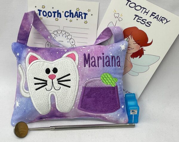 Kitty Tooth Fairy Pillow by Tooth Fairy Tess- Personalized