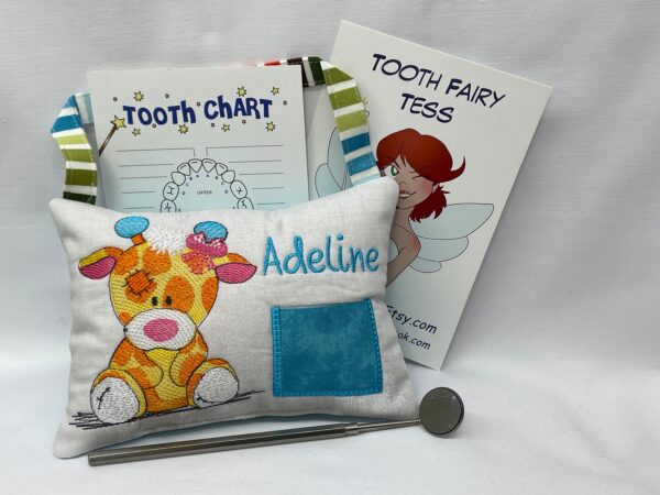 Giraffe Tooth Fairy Pillow by Tooth Fairy Tess - Personalized