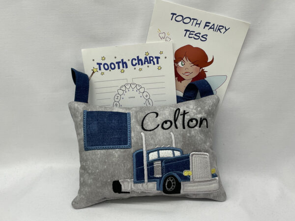 Semi Tractor Tooth Fairy Pillow by Tooth Fairy Tess - Personalized