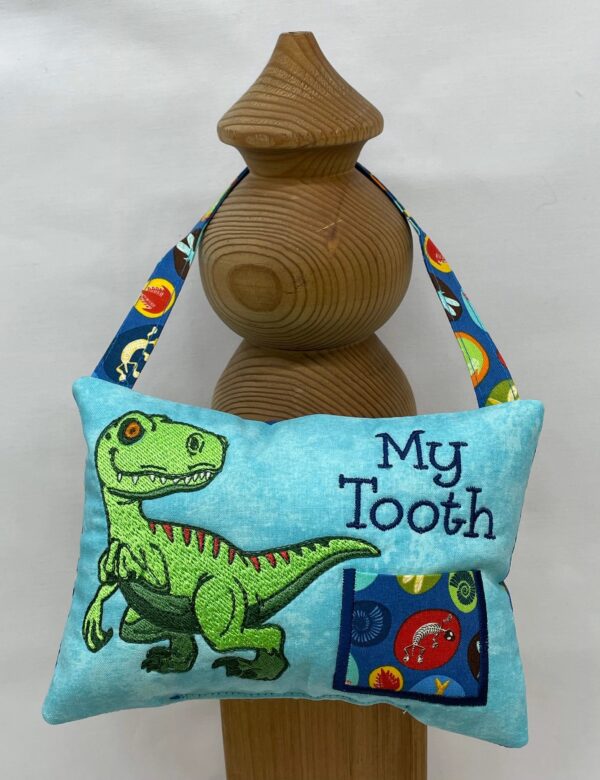 T-Rex Tooth Fairy Pillow by Tooth Fairy Tess- Personalized