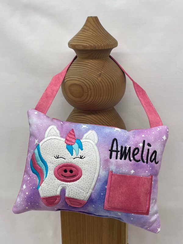 Unicorn Tooth Fairy Pillow by Tooth Fairy Tess - Personalized