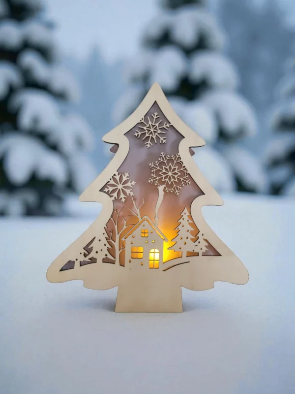 Handmade Wooden Christmas Tree Lantern