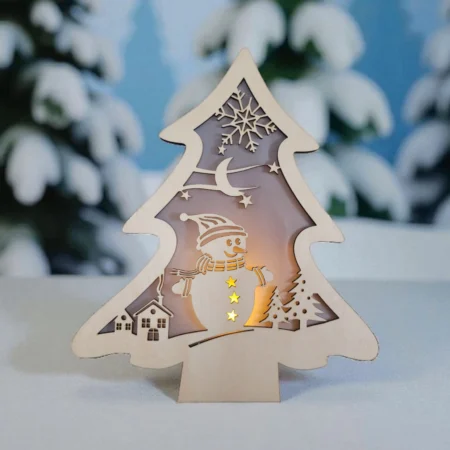 Wooden Christmas Tree Lantern