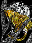 Cheetah in a Tree, Hand drawn Original Wall Art