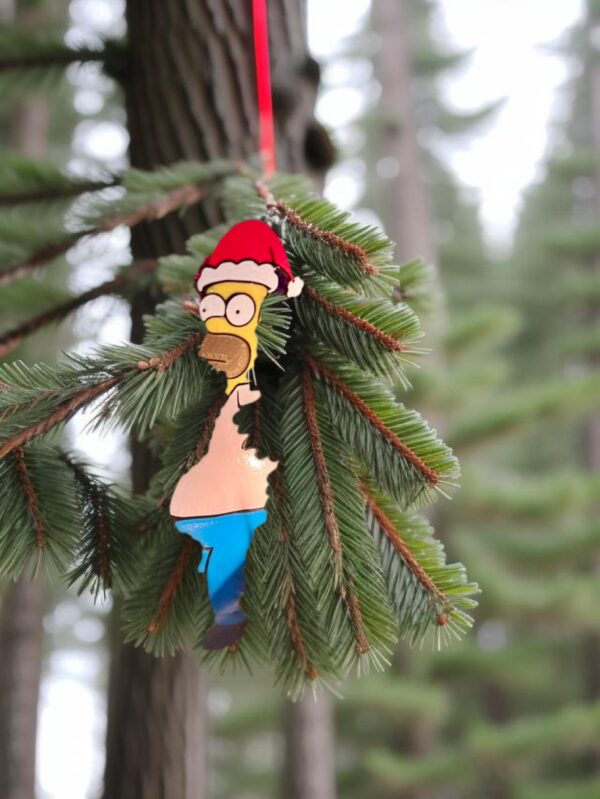 Hilarious Homer Simpson "Hiding in the Bush" Ornament – Perfect for Any Fan! - 3D