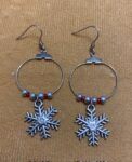 Snowflake hoop earrings