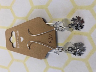 earrings - sea glass & snowflakes
