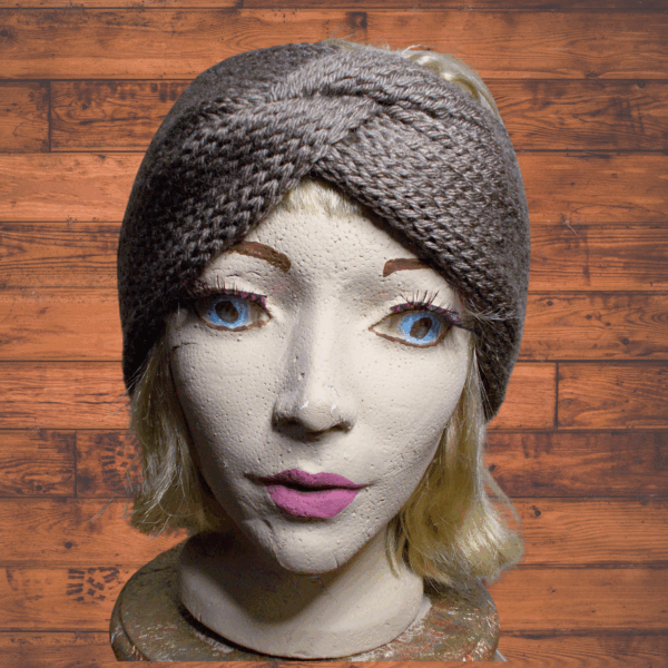 Taupe Heather Knit Turban Style Earwarmer