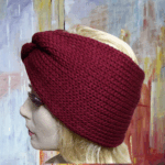 Burgundy Knit Turban Style Earwarmer