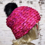Handcrafted PNW Beanie: Raspberry Ripple Black Fur Pompom