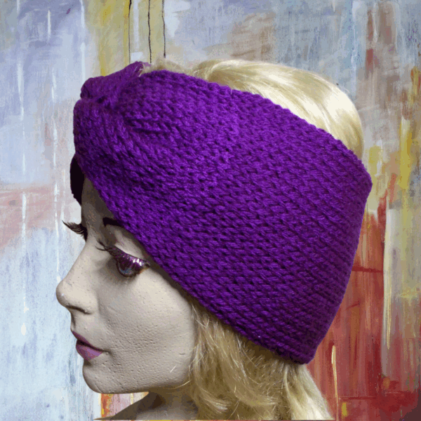 Dark Orchid Knit Turban Style Earwarmer