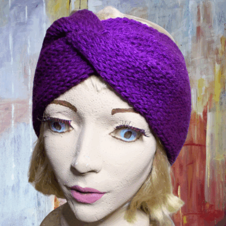 Dark Orchid Knit Turban Style Earwarmer