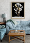 Deer in the Moonlight, Hand drawn Original Wall Art - Digital Download