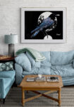 Crow in the Moonlight, Hand drawn Original Wall Art - Digital Download