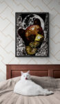 Brown Bear Cub in a Tree, Hand drawn Original Wall Art