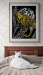 Cheetah in a Tree, Hand drawn Original Wall Art
