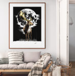 Deer in the Moonlight, Hand drawn Original Wall Art - Digital Download