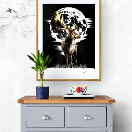 original hand drawn deer wall art