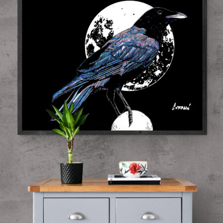 original hand drawn crow wall art