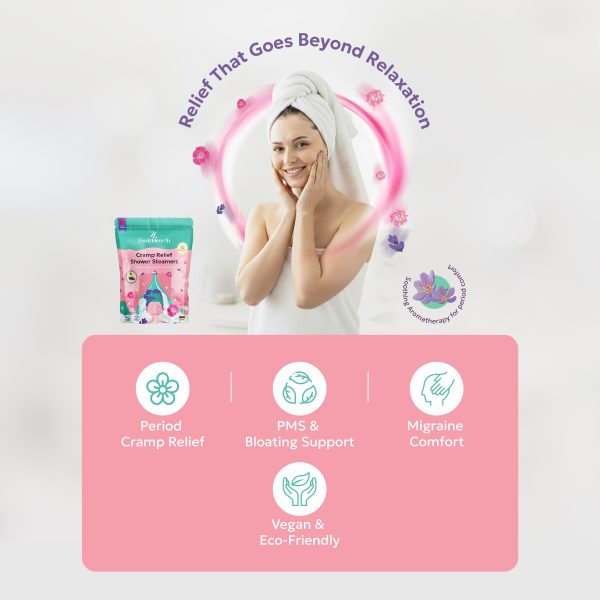 Zen & Hearth Period Cramp Relief Shower Steamers Aromatherapy – Shower Bombs with Natural Essential Oils - Mother's Day Gifts for Mom, Gifts for Teen Girls