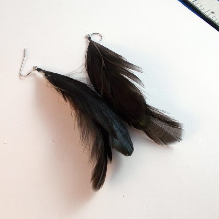 small Raven black feather earrings