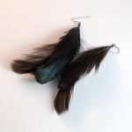 mini raven black natural feathers earrings